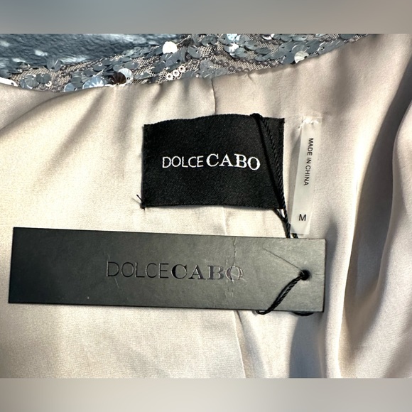Dolce Cabo Silver Sequin and Mesh Open Front Blazer Size Medium NWT - Picture 9 of 13